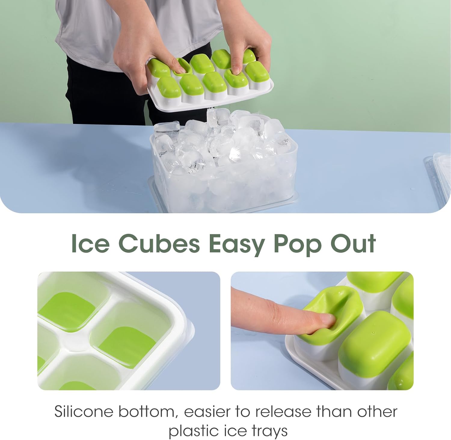 Stackable Silicone Ice Cube Moulds with Storage Box