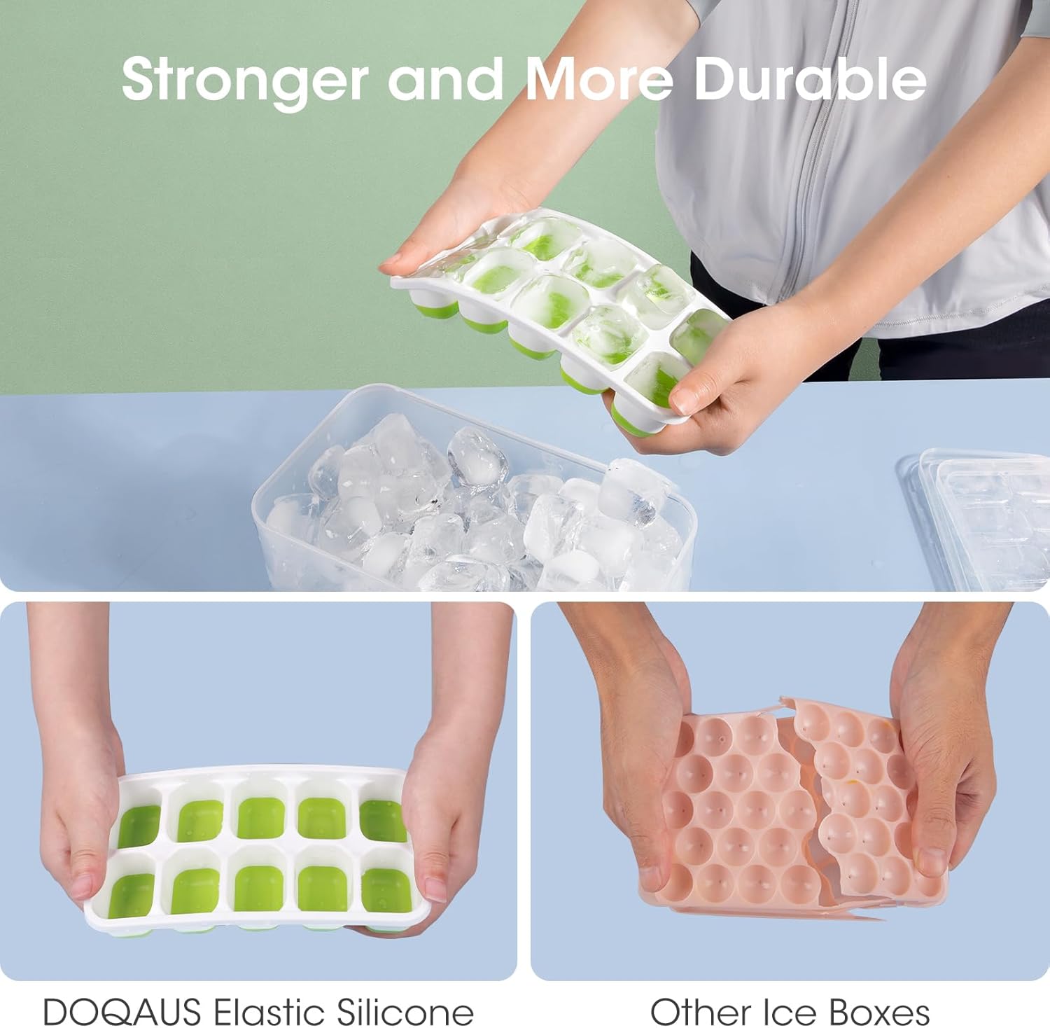 Stackable Silicone Ice Cube Moulds with Storage Box