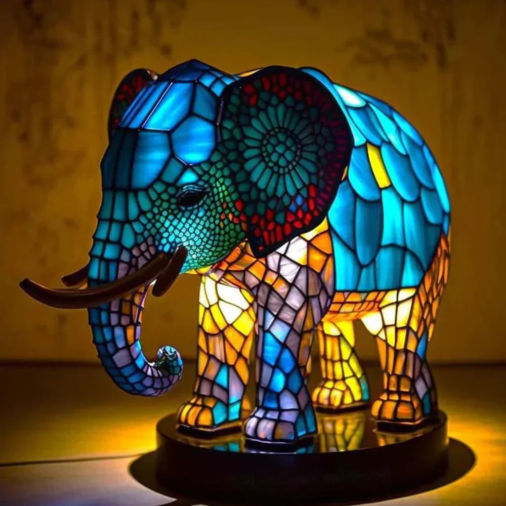 Vibrant Stained Glass Animal Lamps – Artistic Table Decoration