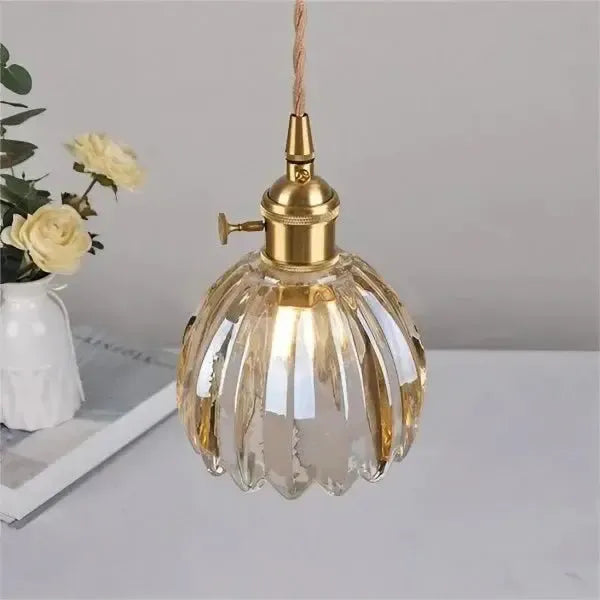 Elegant Glass Flower Pendant Lamp - Atmospheric Light