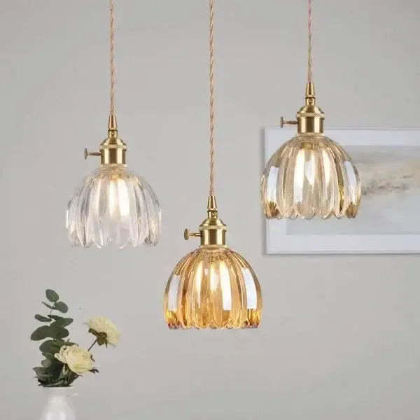 Elegant Glass Flower Pendant Lamp - Atmospheric Light