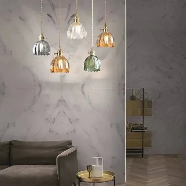 Elegant Glass Flower Pendant Lamp - Atmospheric Light