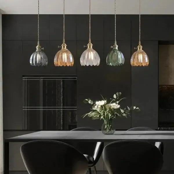 Elegant Glass Flower Pendant Lamp - Atmospheric Light