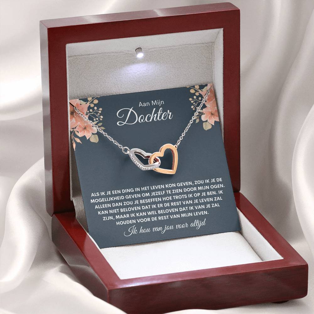 Heart Necklace for Daughter - White Gold and Rose Gold