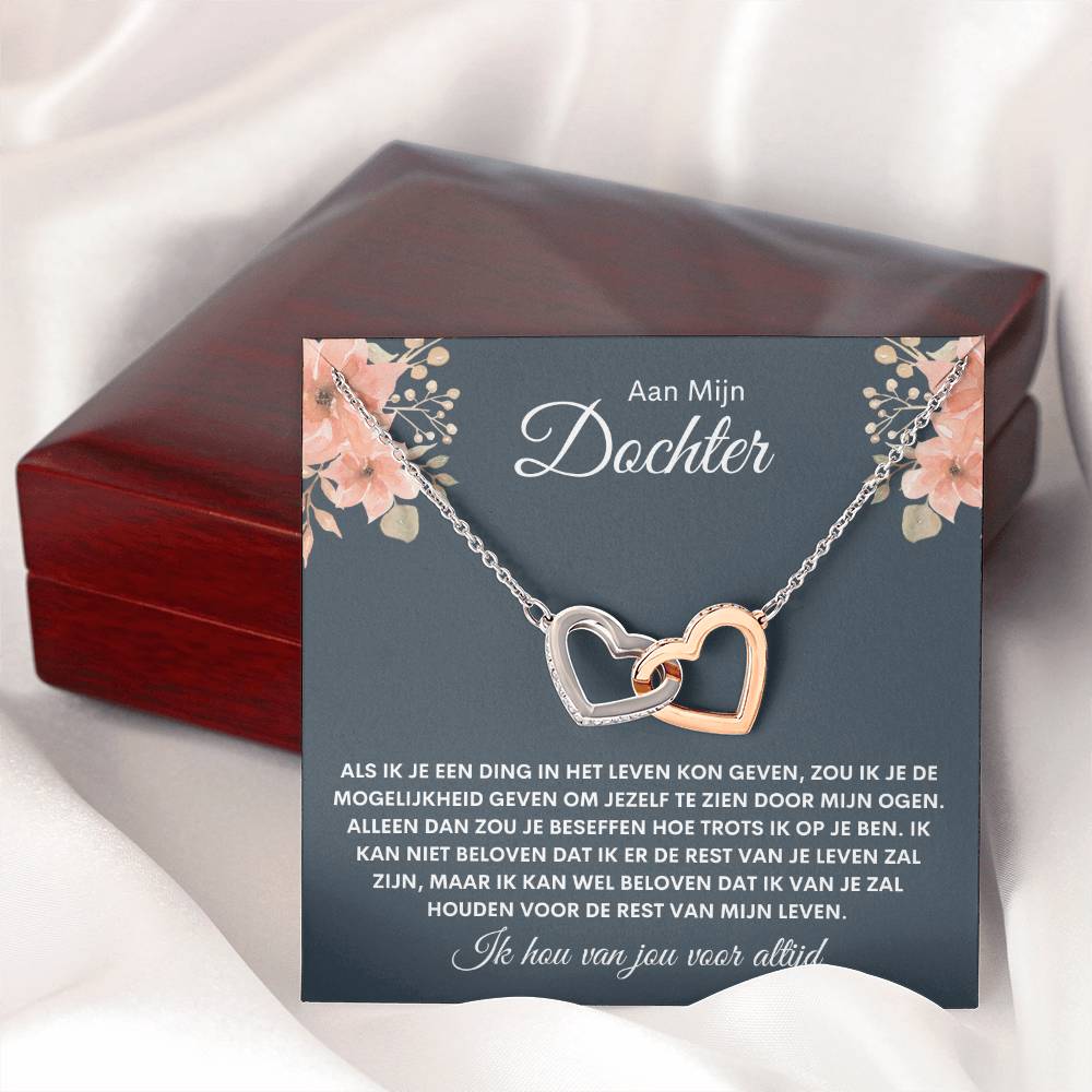 Heart Necklace for Daughter - White Gold and Rose Gold