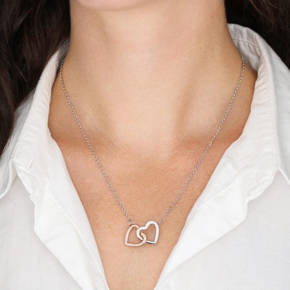 Heart Necklace for Daughter - White Gold and Rose Gold