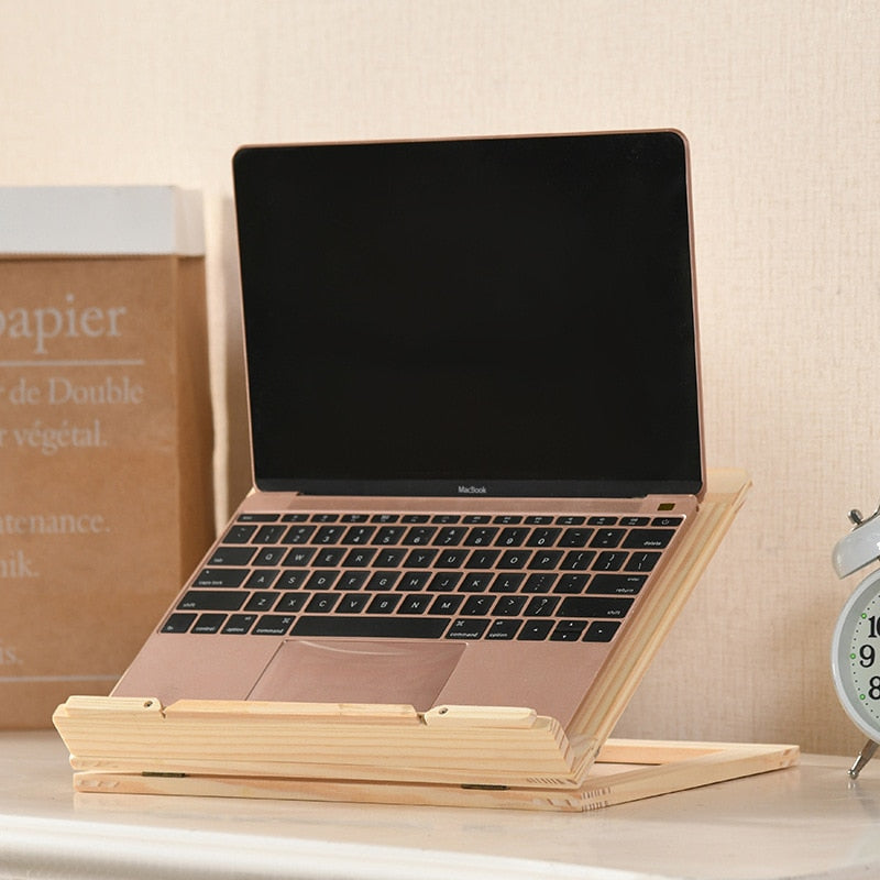 Wooden Book Stand - Multi-Device Holder Design