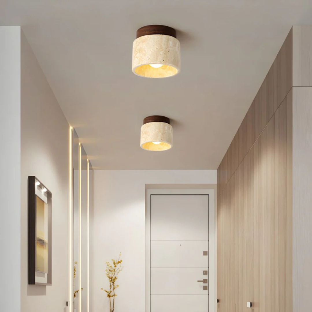 Radia | Japanese Ceiling Lamp | Marble & Wood | Modern Design