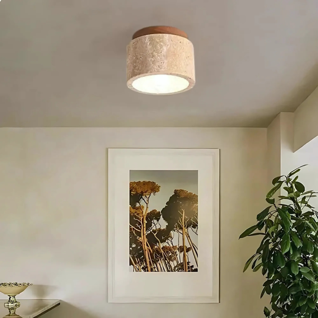 Radia | Japanese Ceiling Lamp | Marble & Wood | Modern Design