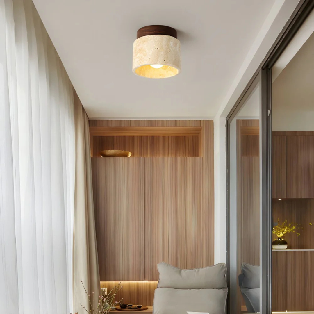 Radia | Japanese Ceiling Lamp | Marble & Wood | Modern Design