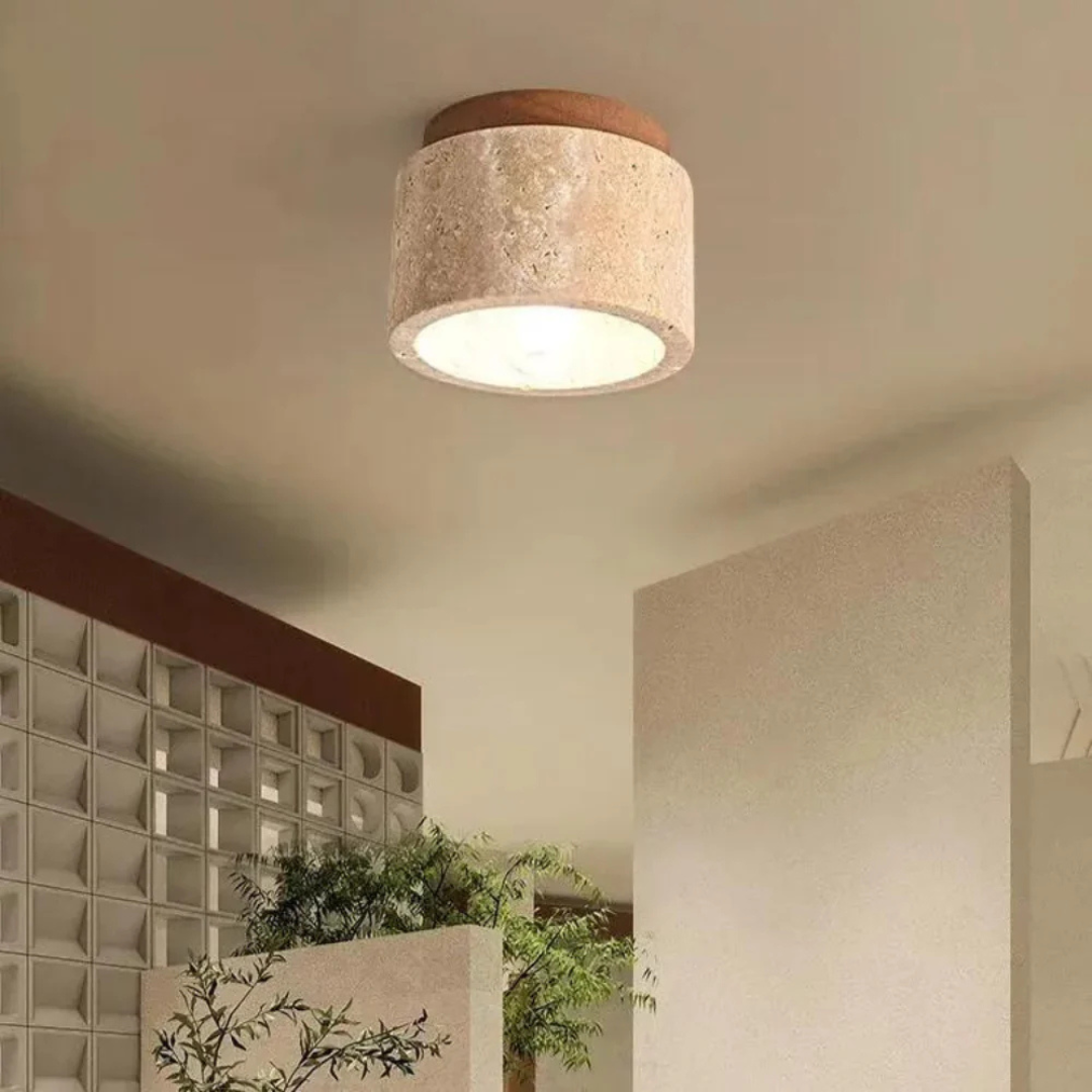 Radia | Japanese Ceiling Lamp | Marble & Wood | Modern Design