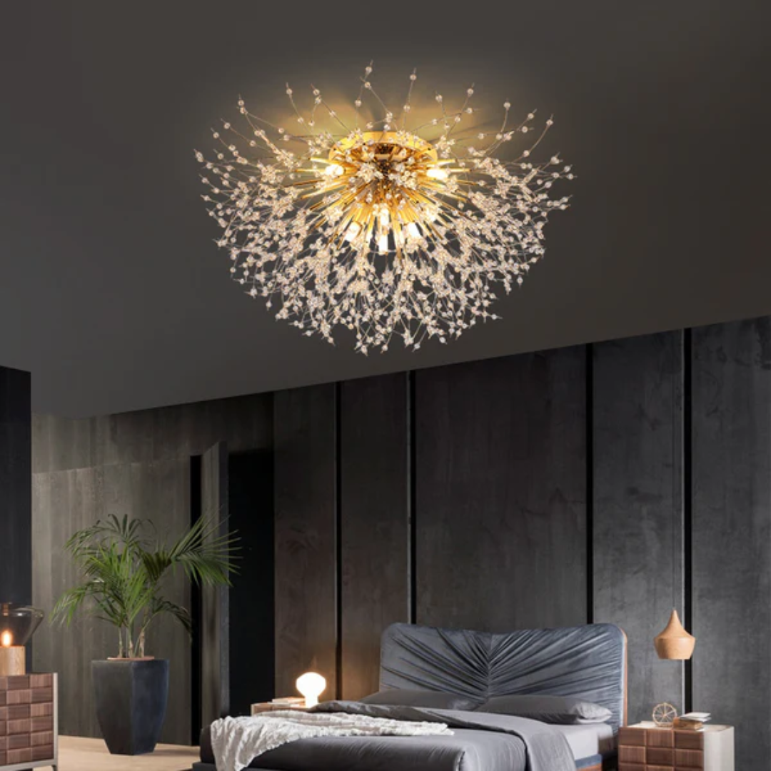Xelva Luxe Ceiling Lamp - Crystal Flower Design - LED Lighting