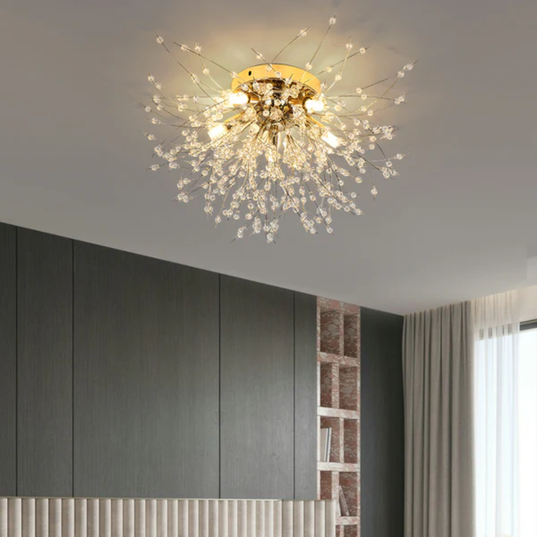 Xelva Luxe Ceiling Lamp - Crystal Flower Design - LED Lighting