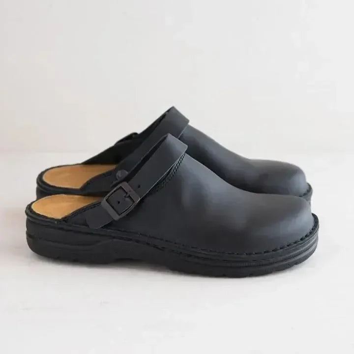 Comfortable Slip-On Leather Clogs - Stylish & Durable