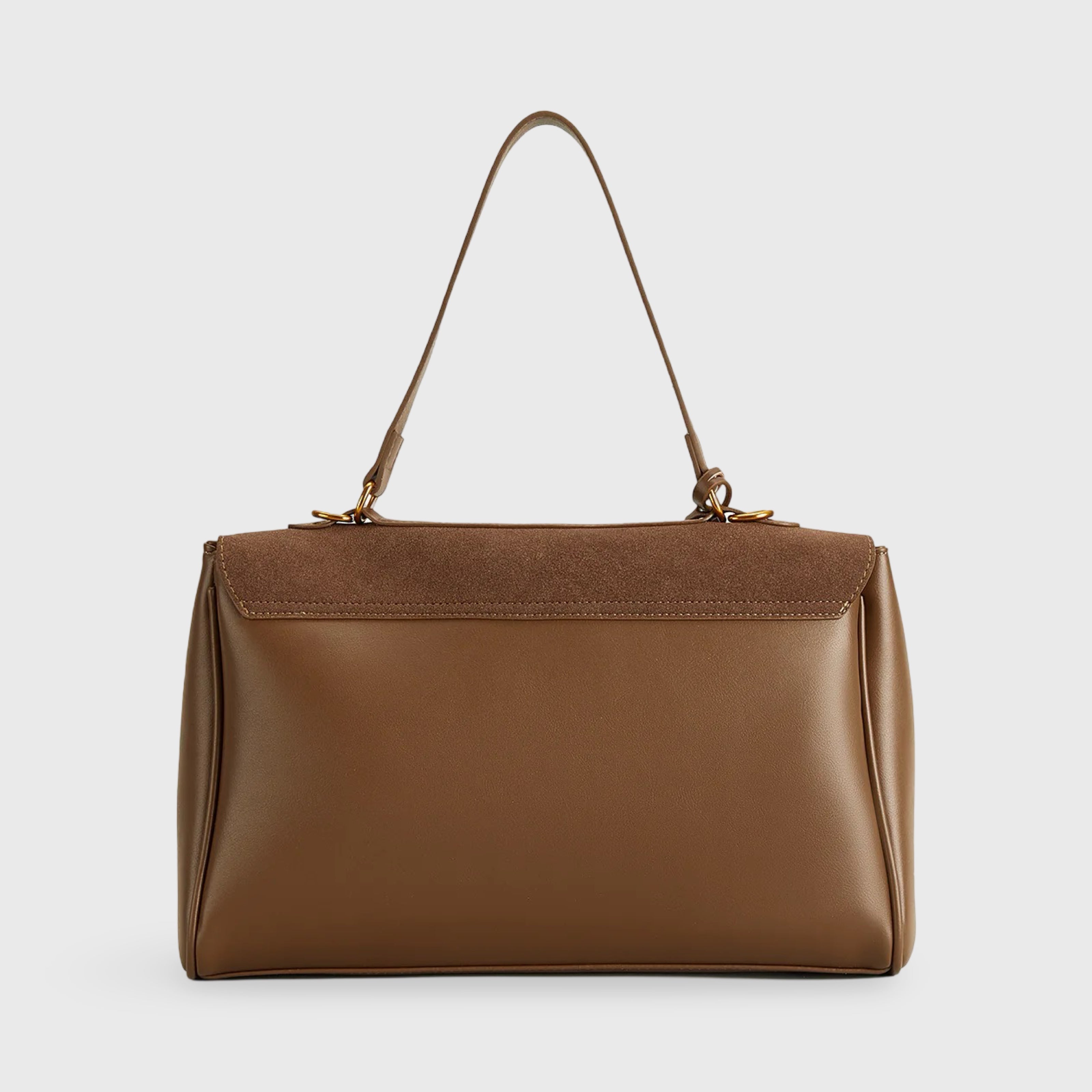 Luxury Suede Shoulder Bag with Vegan Leather Details