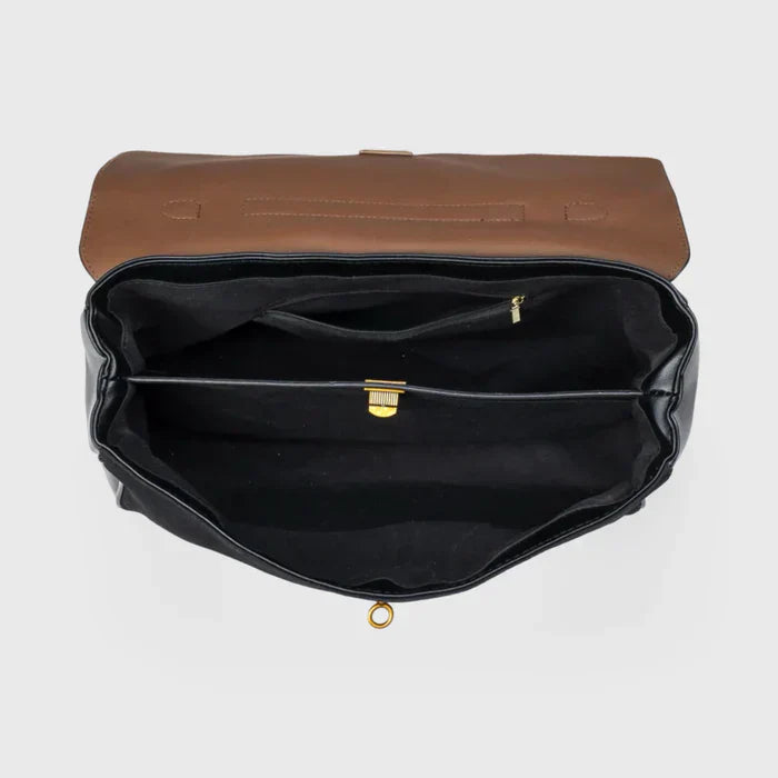 Luxury Suede Shoulder Bag with Vegan Leather Details