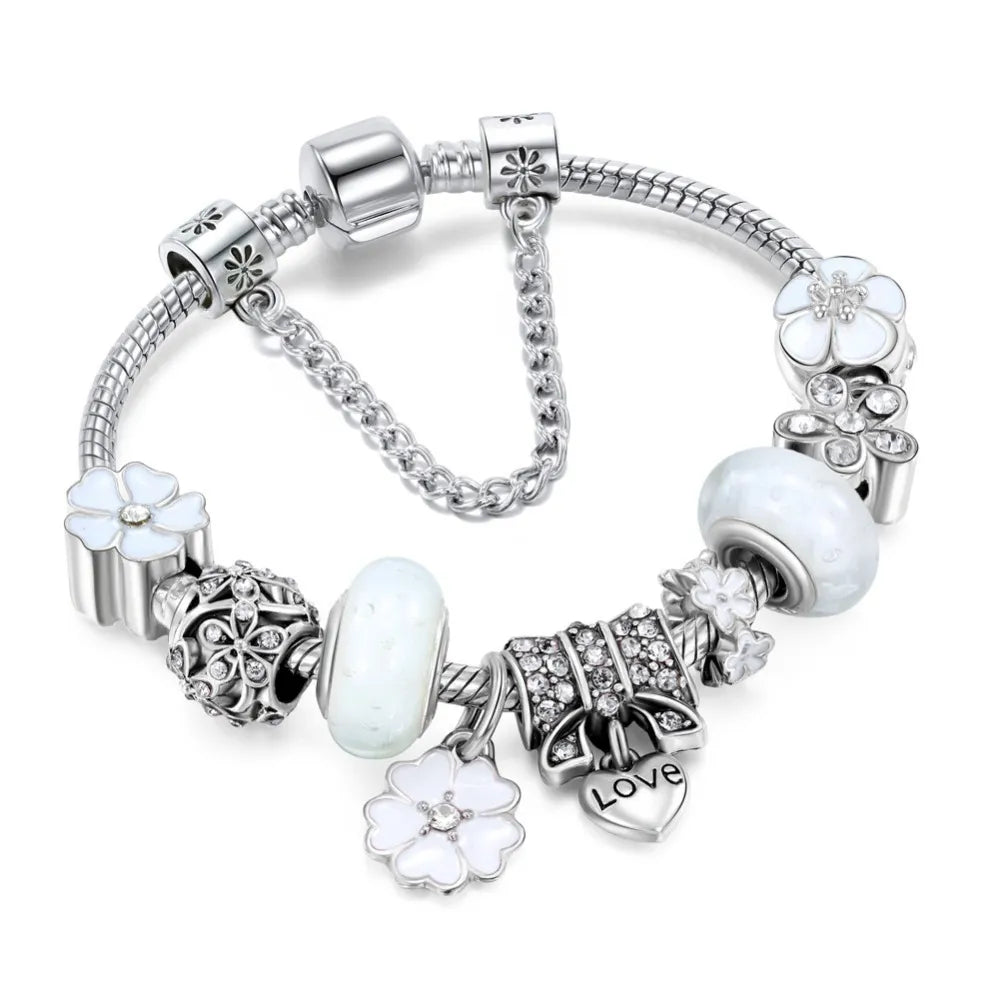 Silver Charm Bracelet - Elegant & Refined Design