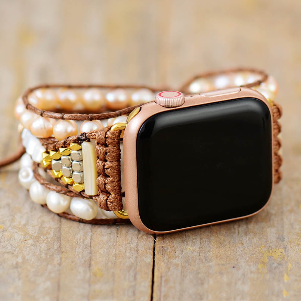 Apple Watch Wrap Bracelet with Freshwater Pearls - Elvianne