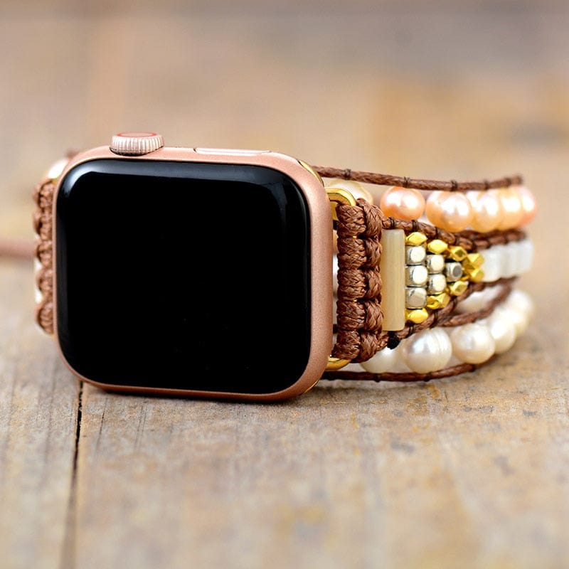 Apple Watch Wrap Bracelet with Freshwater Pearls - Elvianne