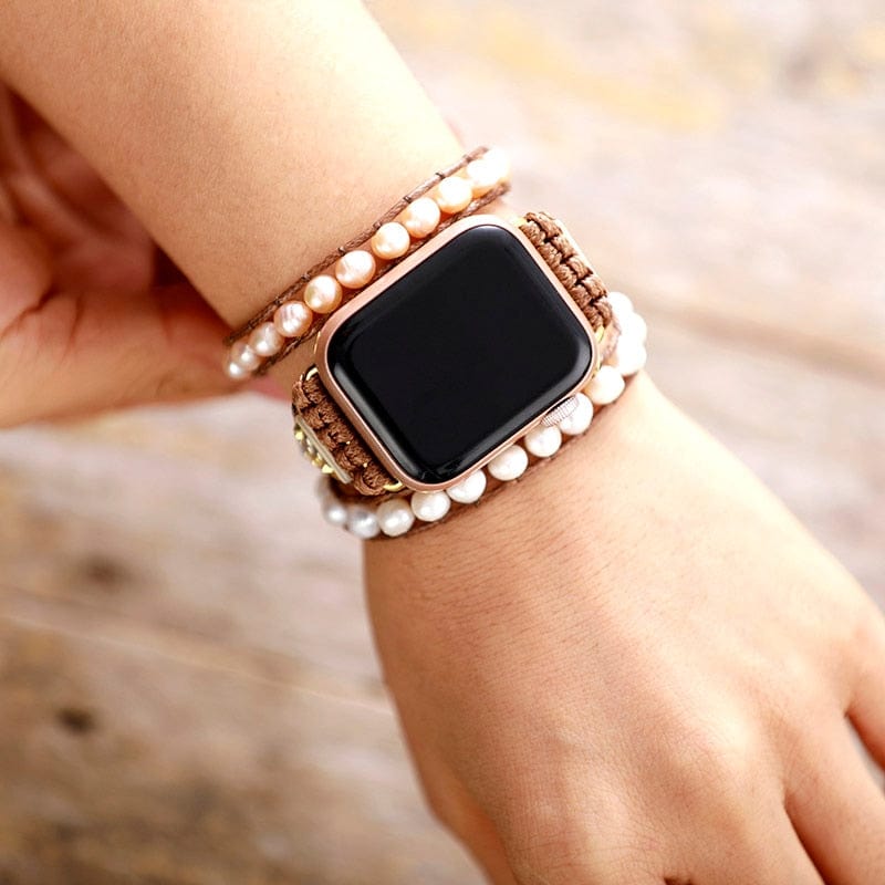 Apple Watch Wrap Bracelet with Freshwater Pearls - Elvianne