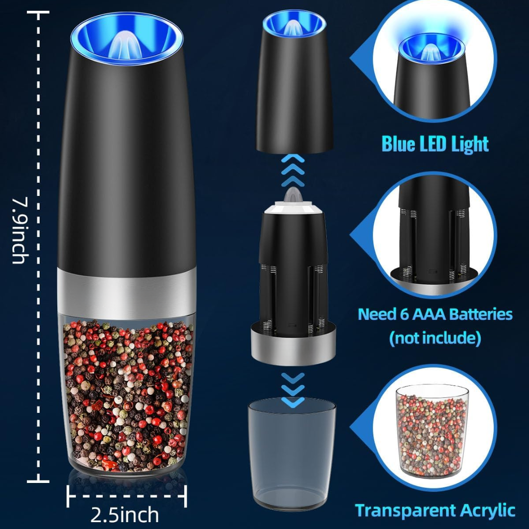 Rechargeable Electric Pepper and Salt Mill Set - GrindMaster Duo
