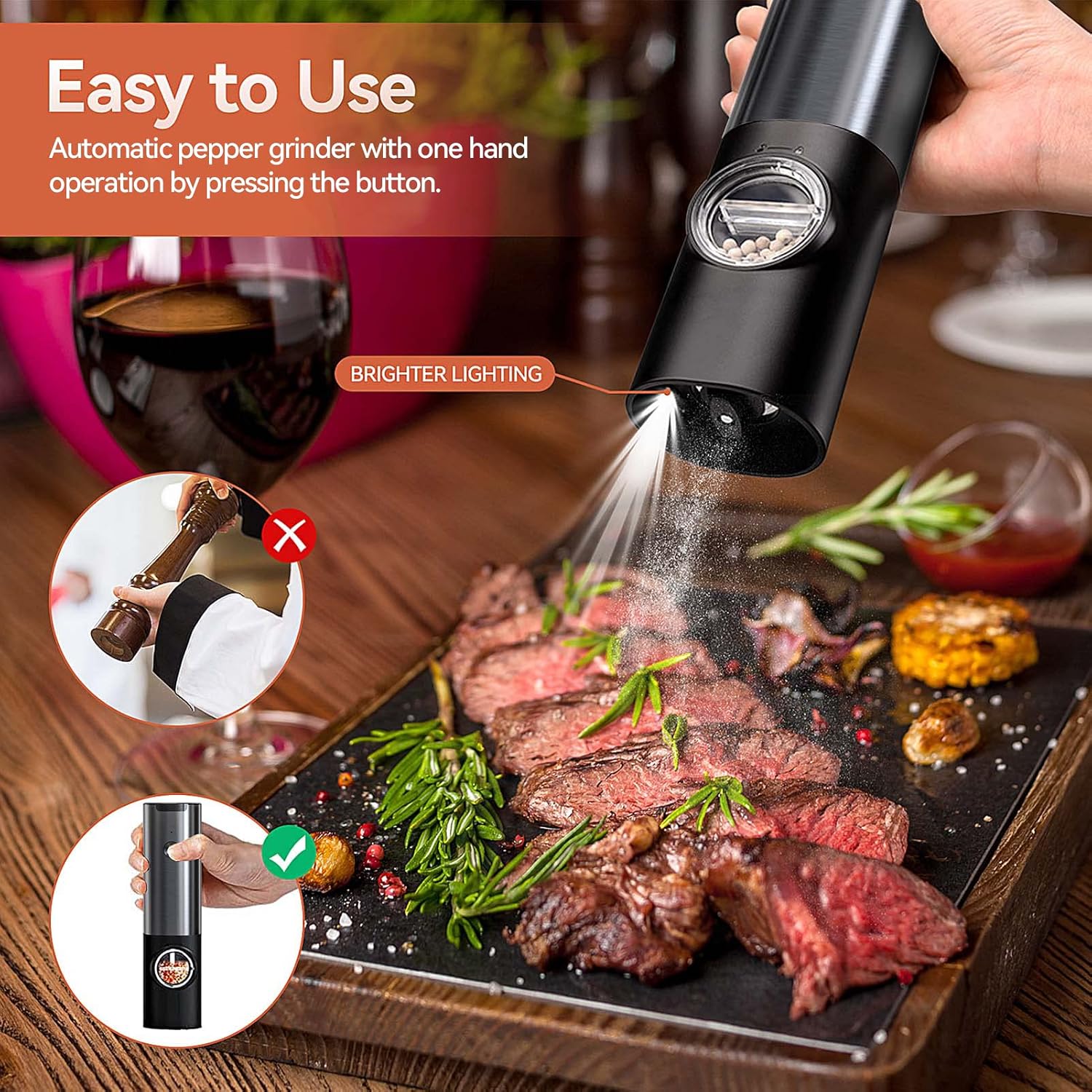 Rechargeable Electric Salt and Pepper Mill Set