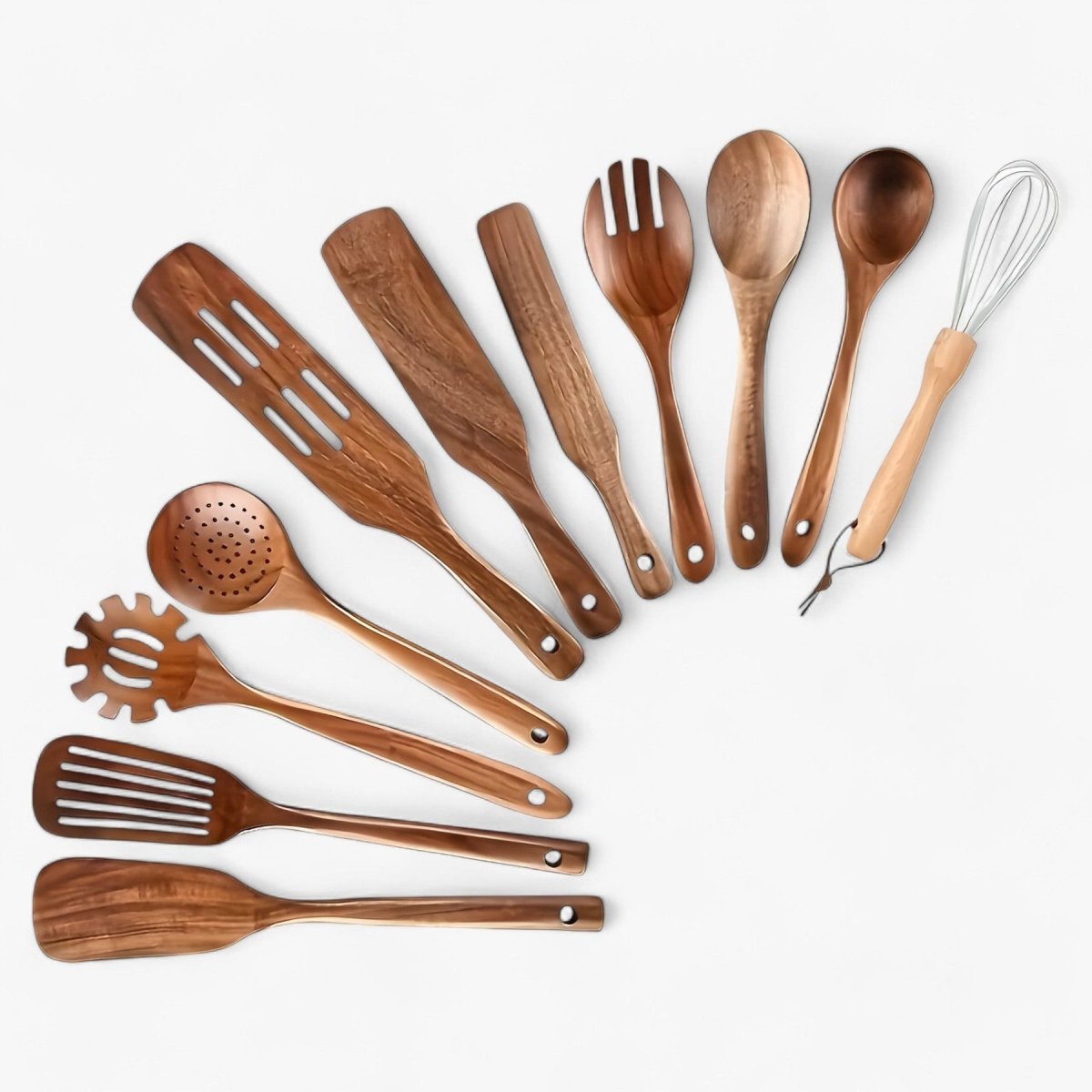11-Piece Heat-Resistant Wooden Kitchen Utensil Set – WoodChef