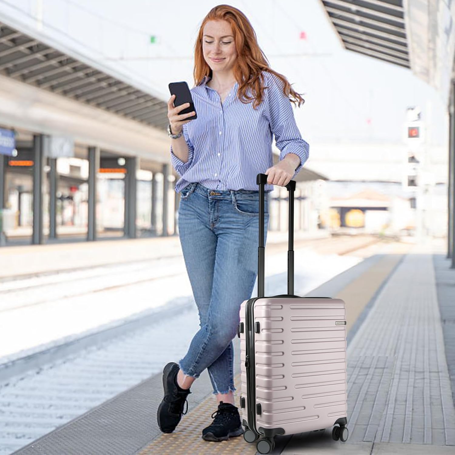 Expandable Hard Shell Suitcase with Spinner Wheels and TSA Lock