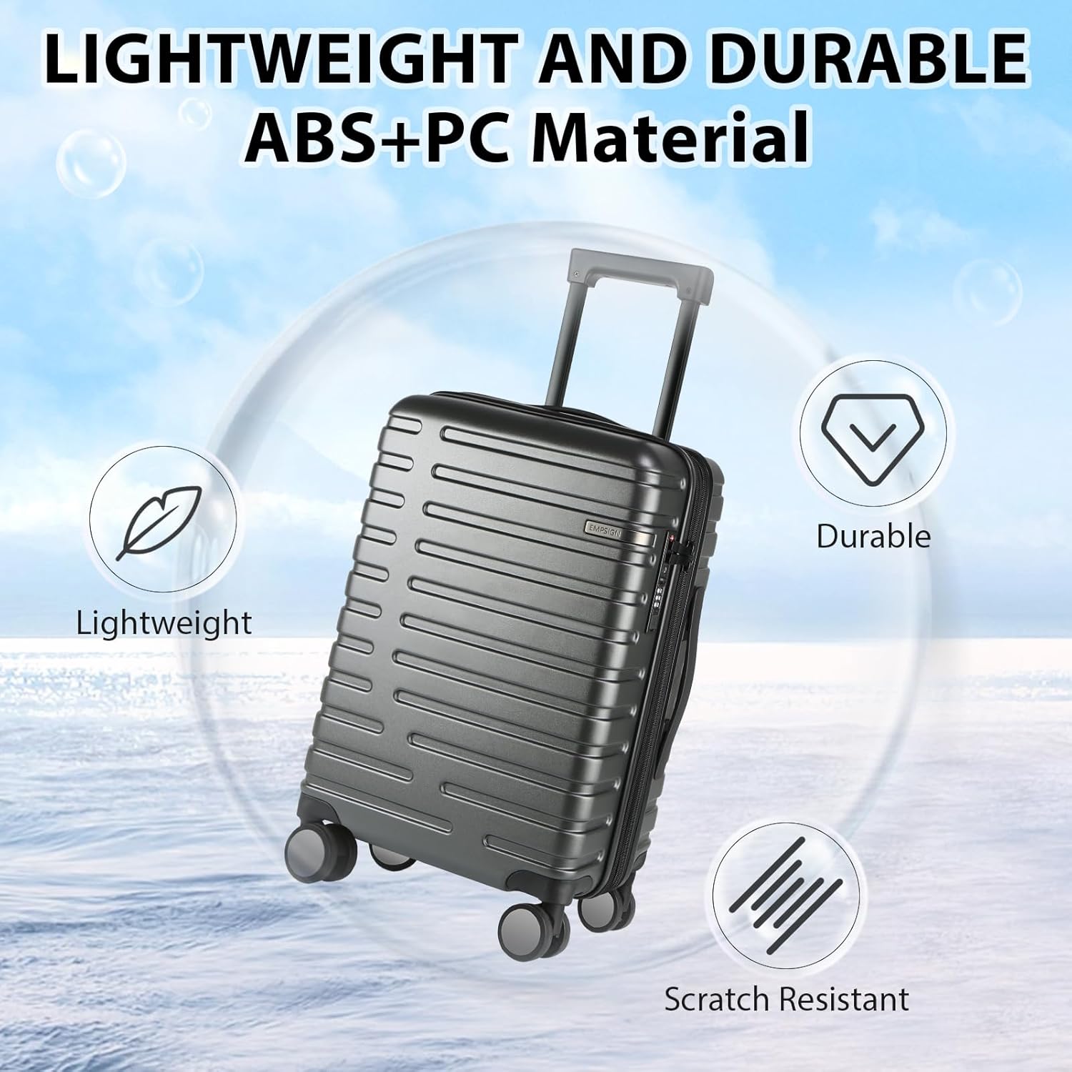 Expandable Hard Shell Suitcase with Spinner Wheels and TSA Lock