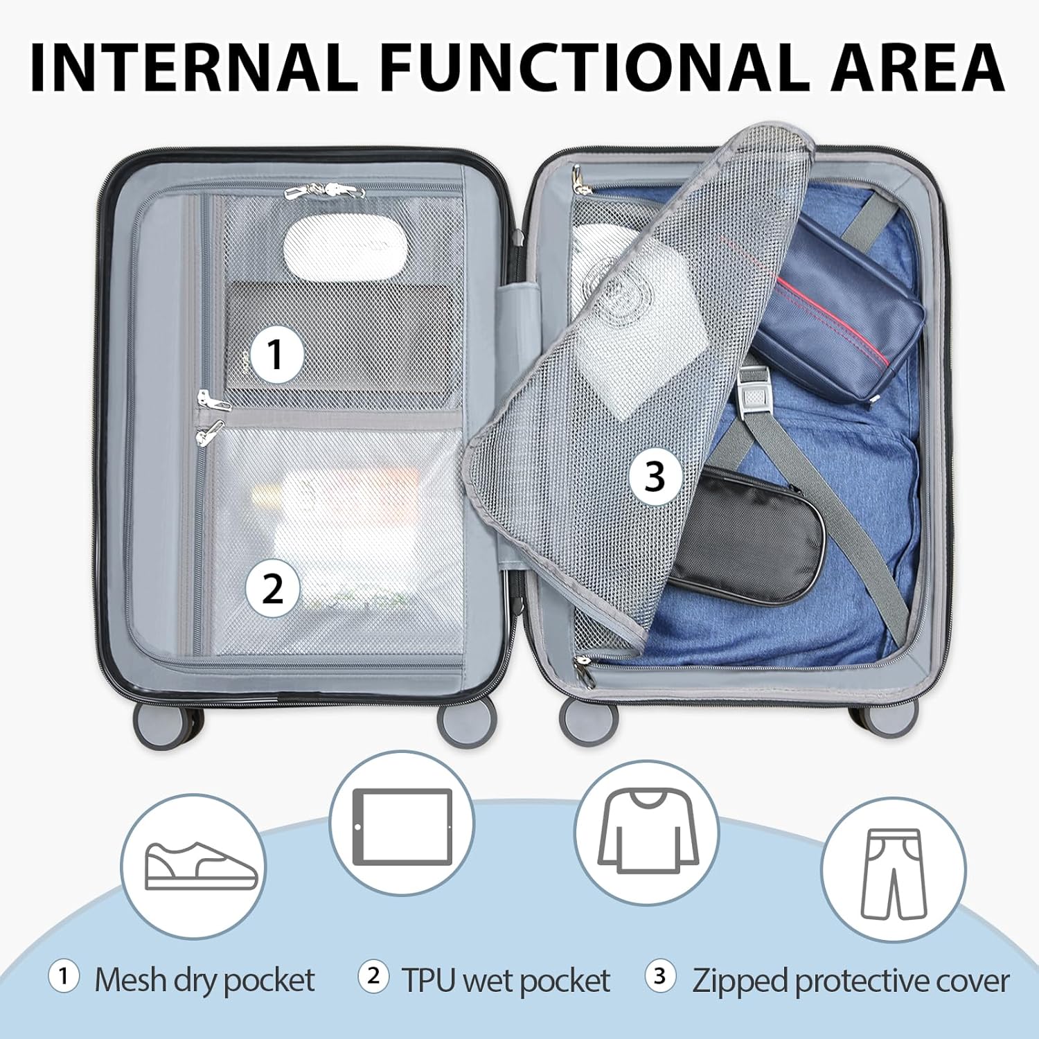 Expandable Hard Shell Suitcase with Spinner Wheels and TSA Lock