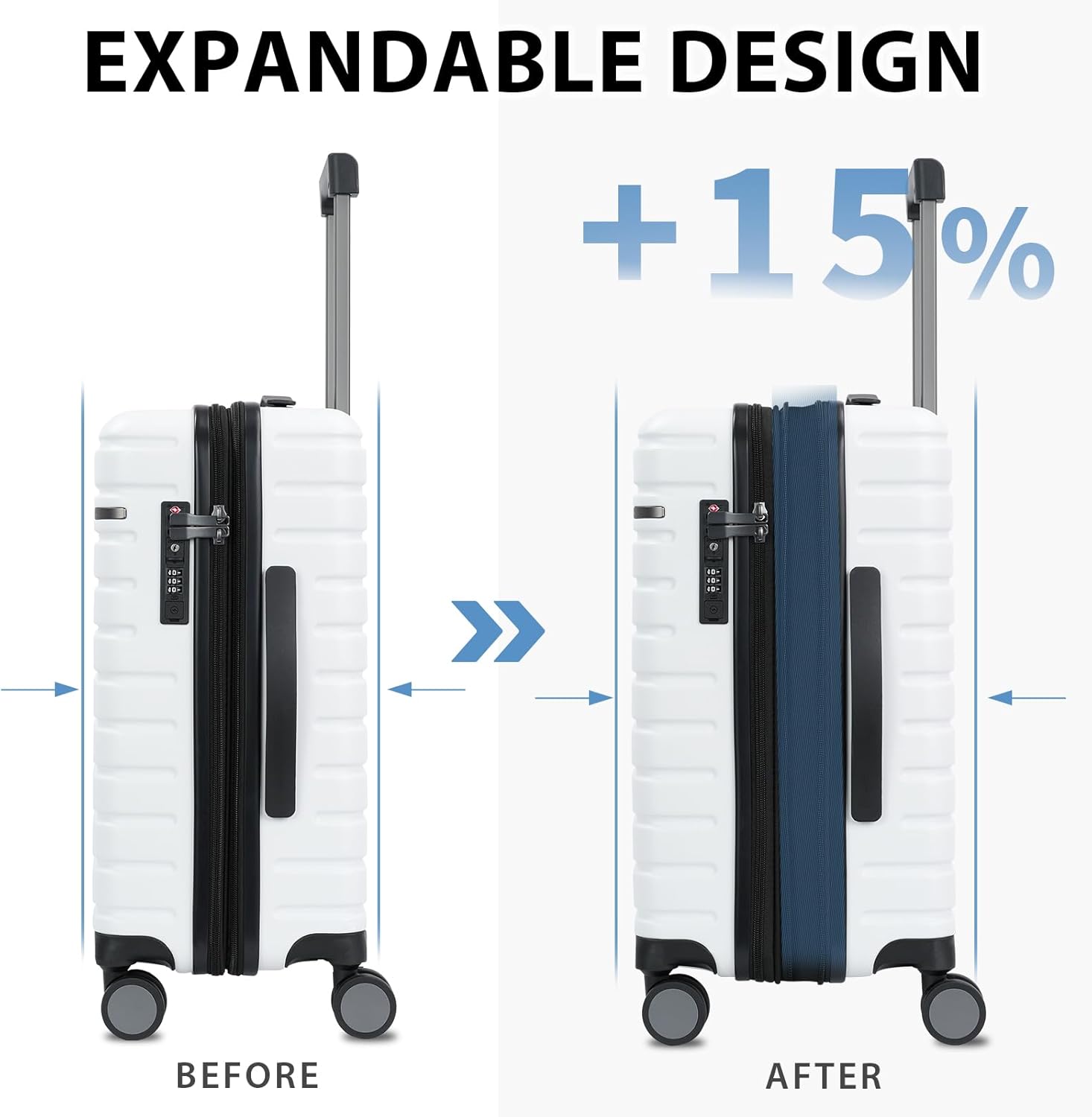 Expandable Hard Shell Suitcase with Spinner Wheels and TSA Lock