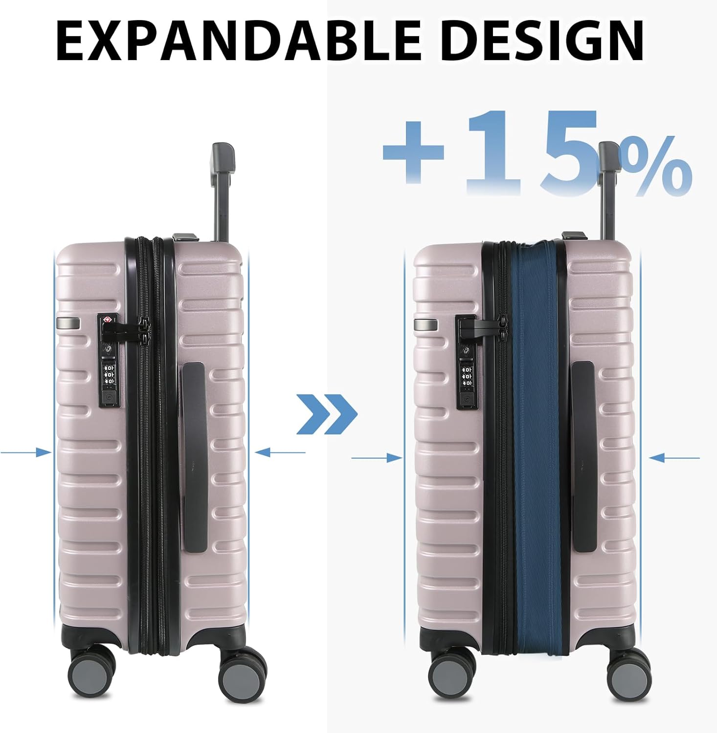 Expandable Hard Shell Suitcase with Spinner Wheels and TSA Lock