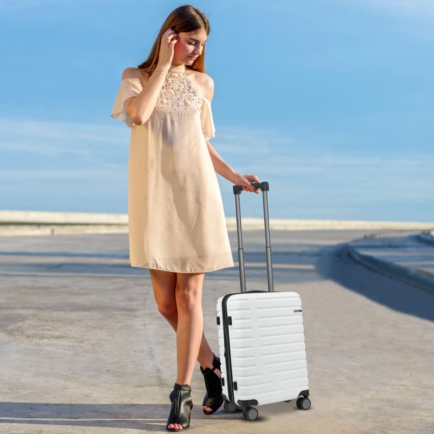 Expandable Hard Shell Suitcase with Spinner Wheels and TSA Lock