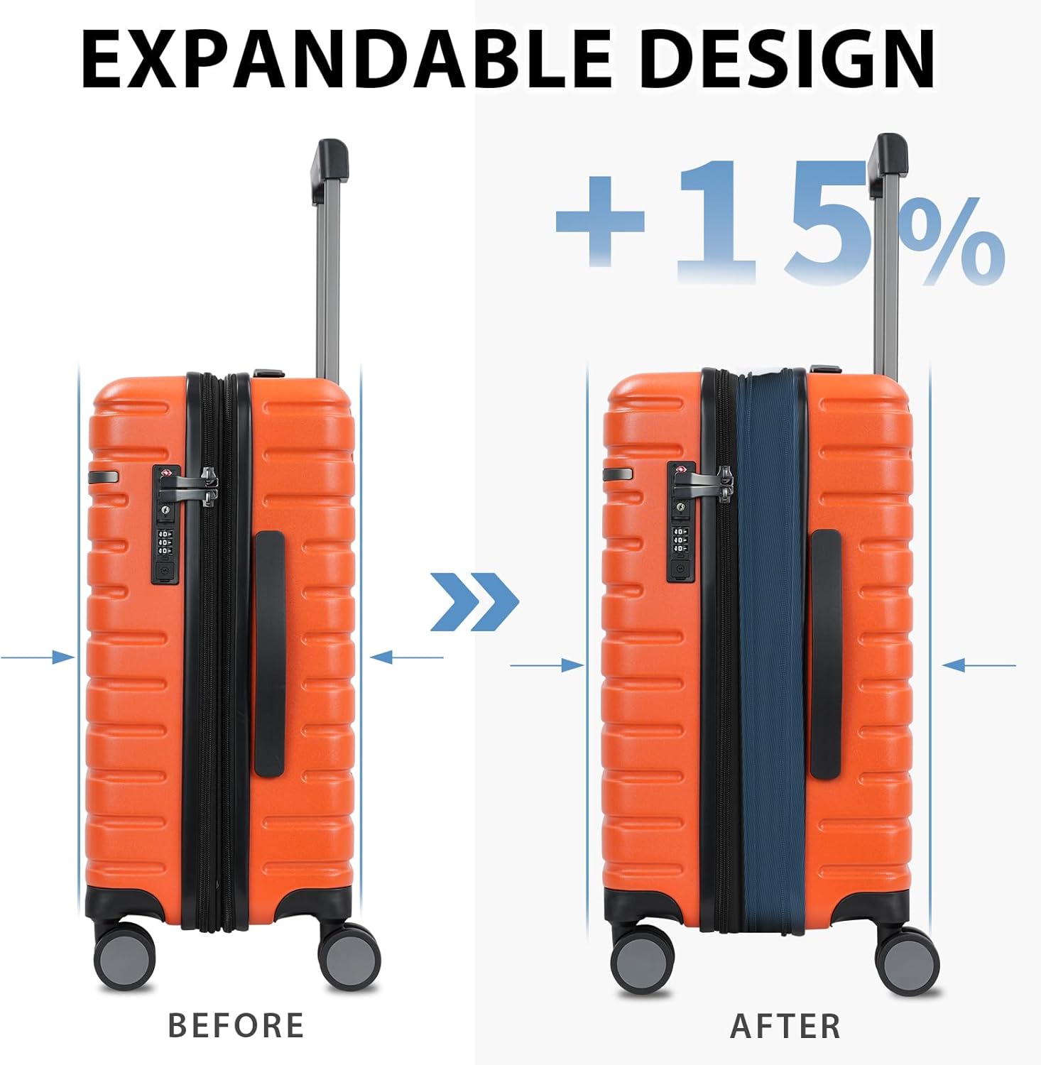 Expandable Hard Shell Suitcase with Spinner Wheels and TSA Lock