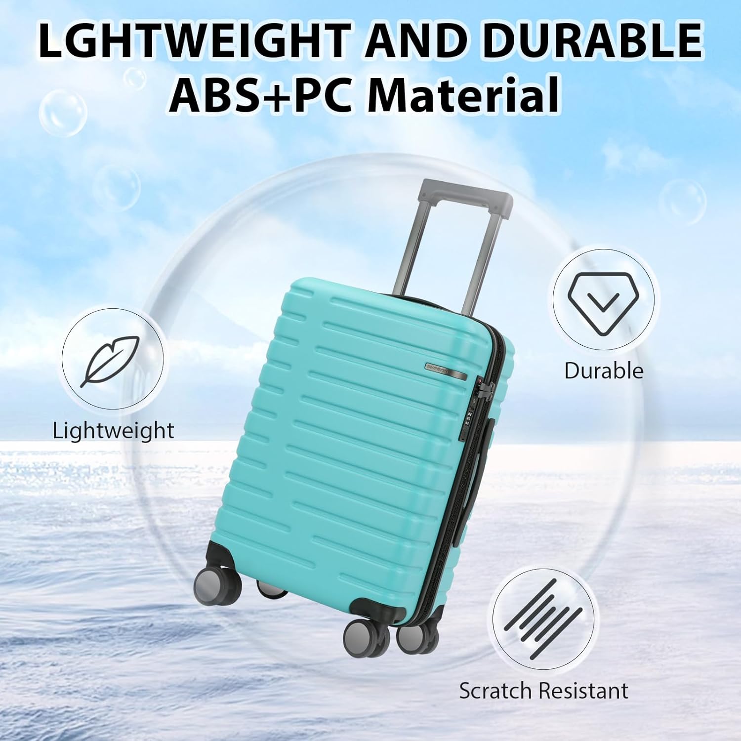 Expandable Hard Shell Suitcase with Spinner Wheels and TSA Lock