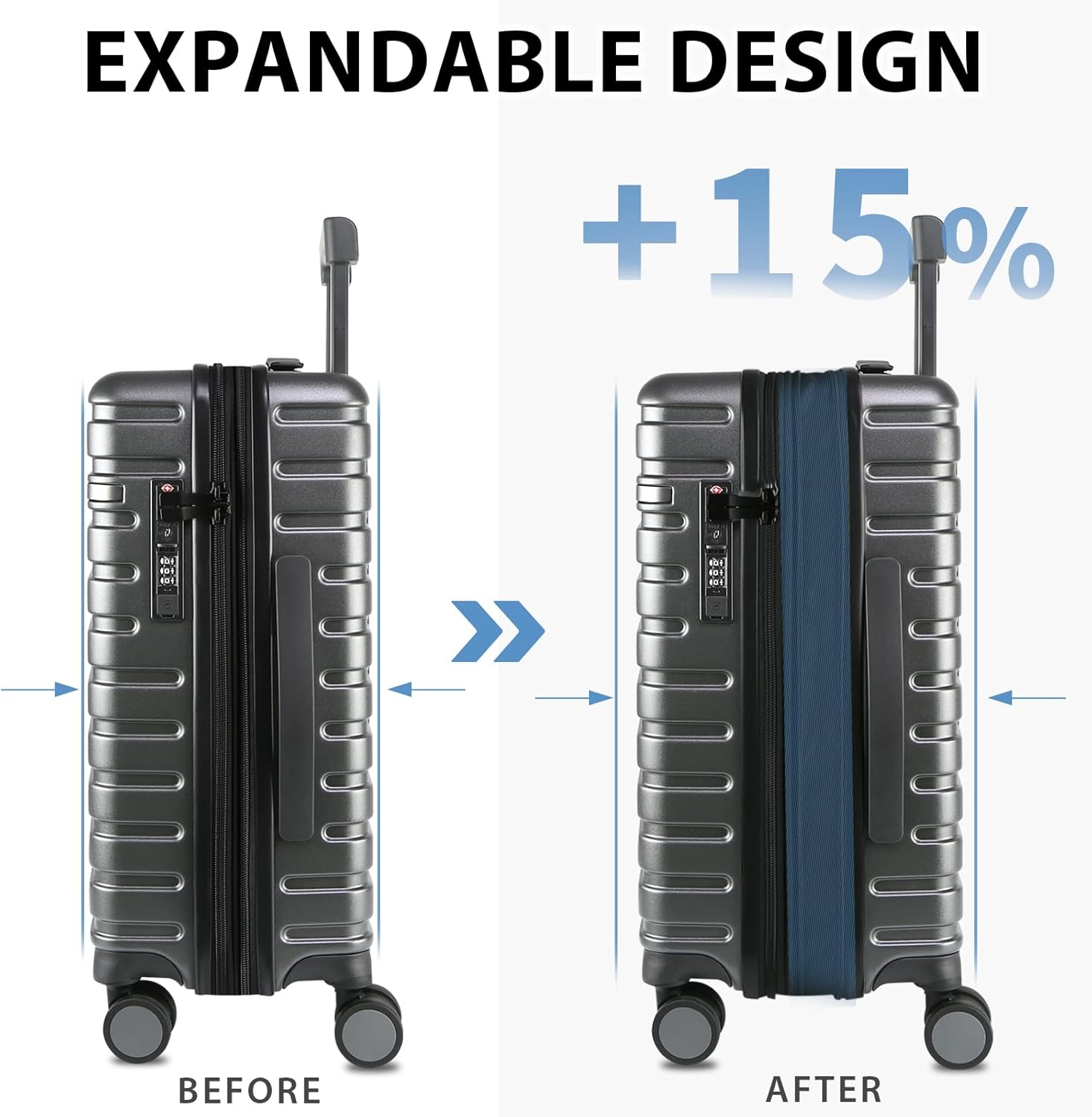 Expandable Hard Shell Suitcase with Spinner Wheels and TSA Lock