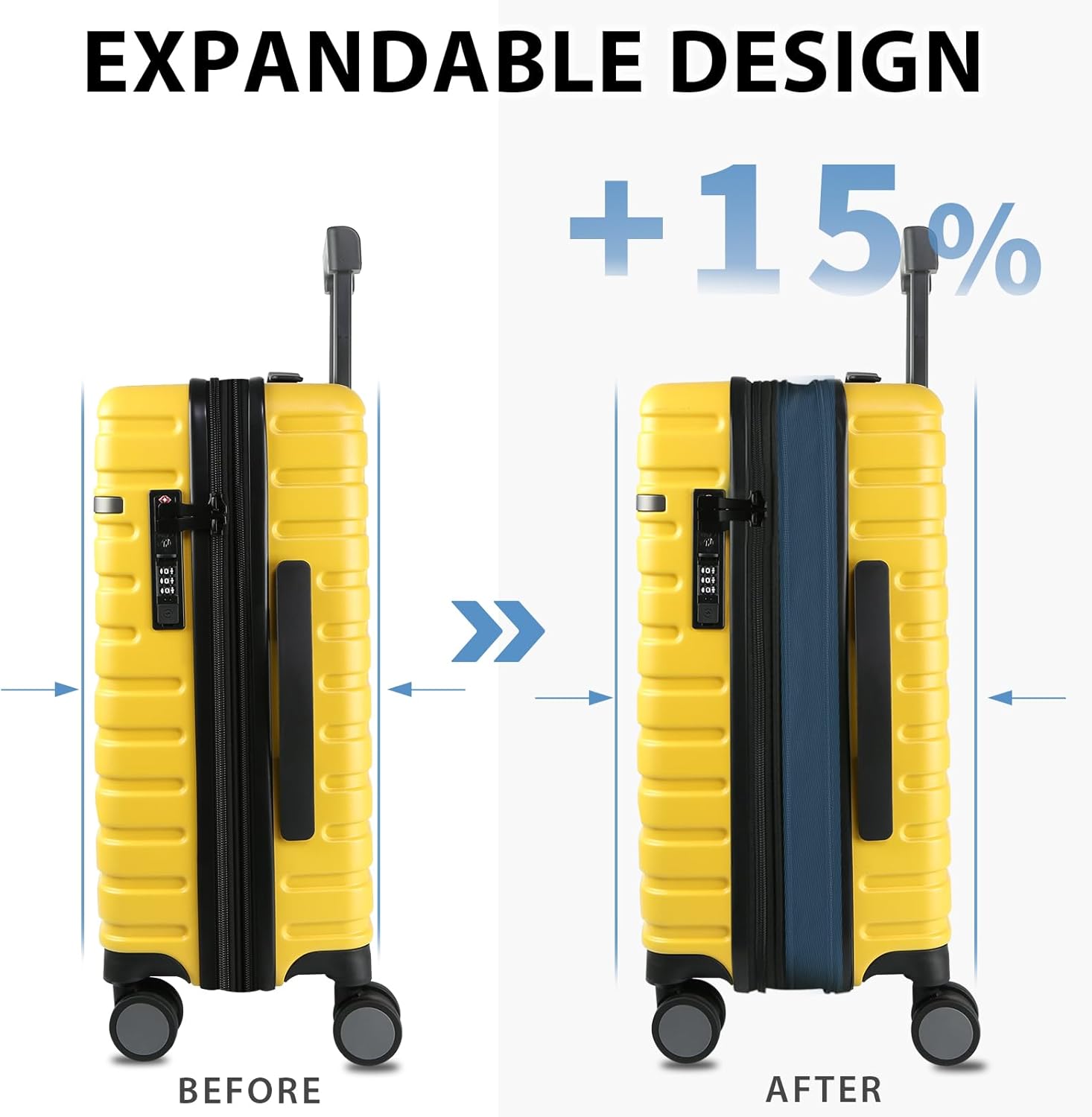 Expandable Hard Shell Suitcase with Spinner Wheels and TSA Lock