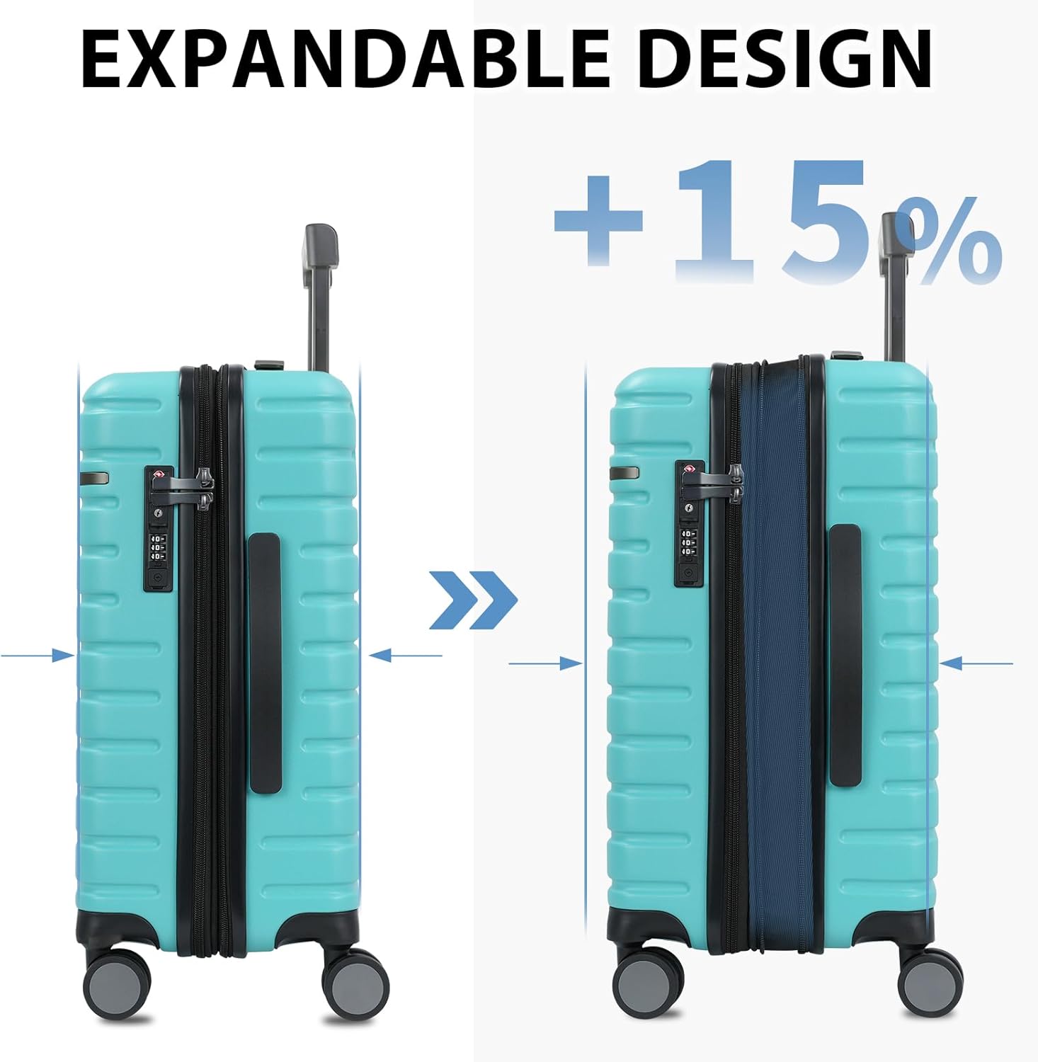 Expandable Hard Shell Suitcase with Spinner Wheels and TSA Lock