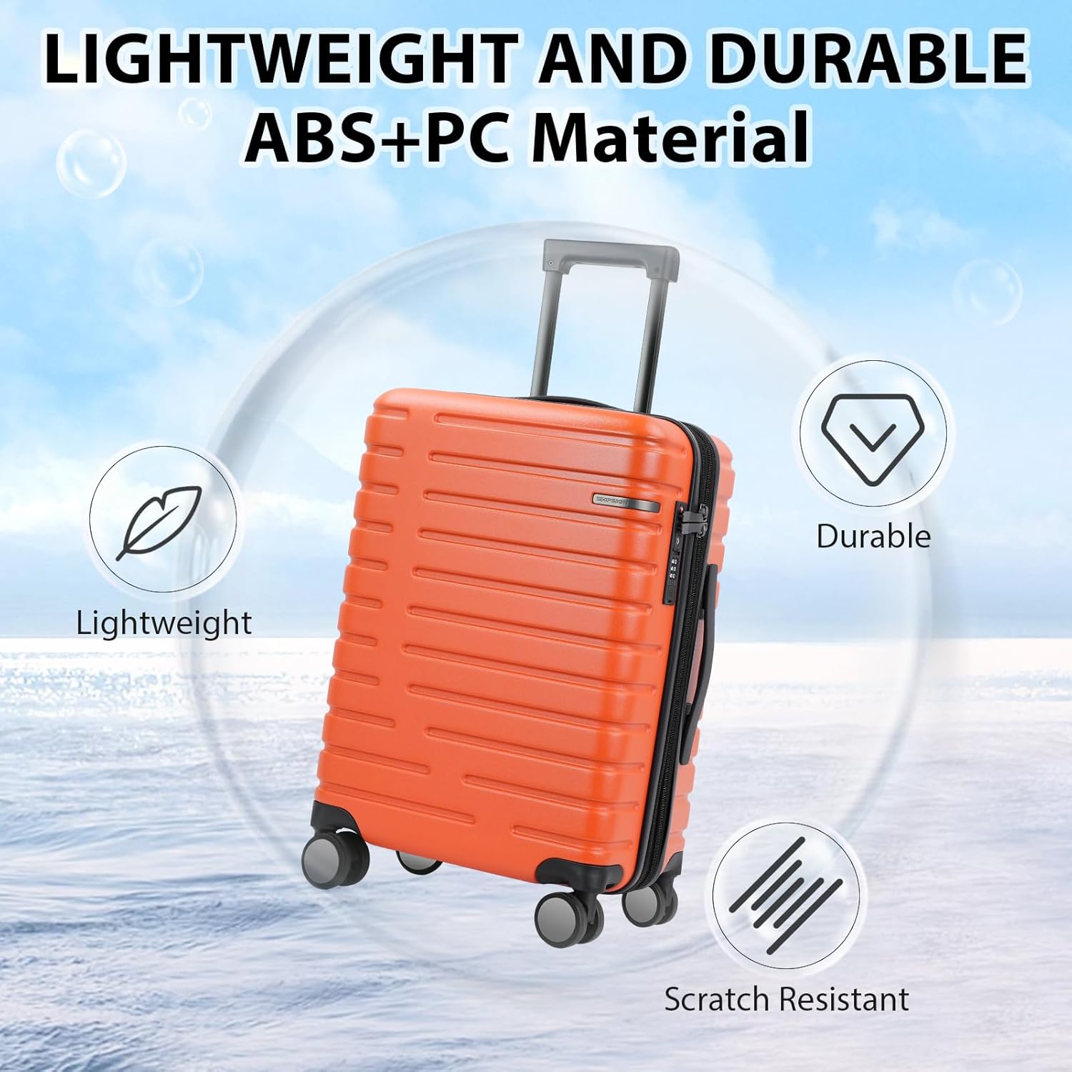 Expandable Hard Shell Suitcase with Spinner Wheels and TSA Lock