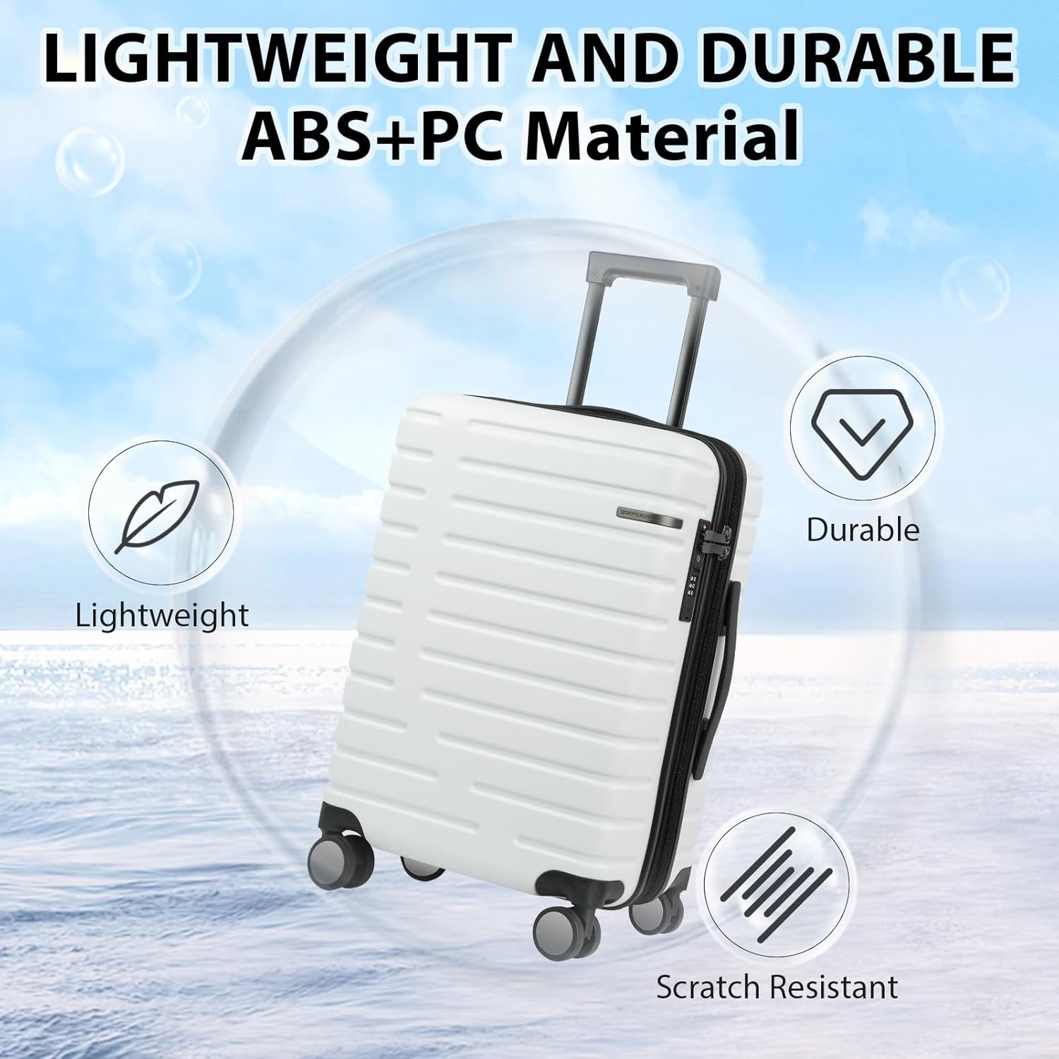 Expandable Hard Shell Suitcase with Spinner Wheels and TSA Lock