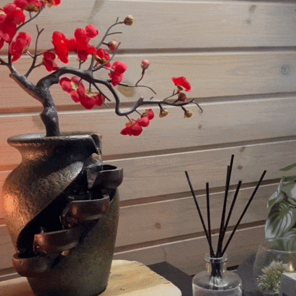 Zen Blossom Water Vase - Soothing Bonsai Decoration with Fountain