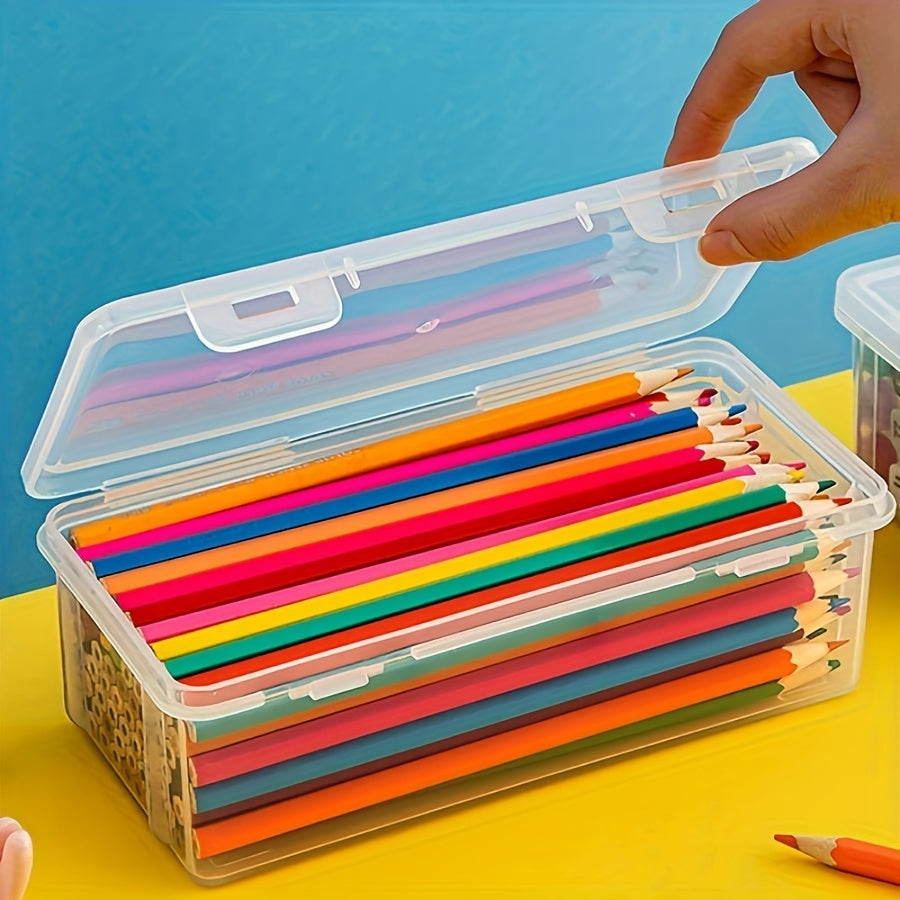 Transparent Storage Box - Practical and Durable for School Supplies