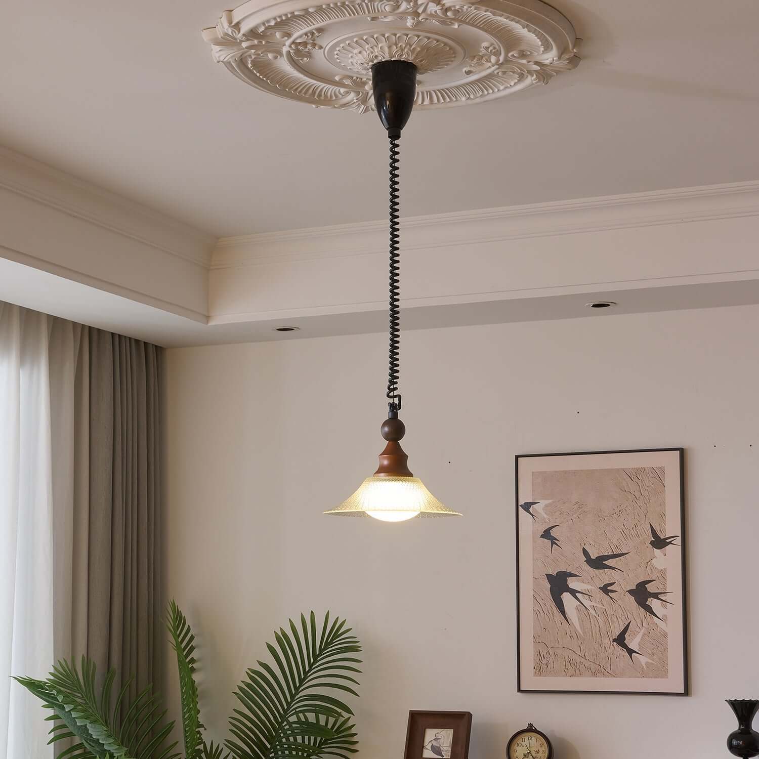 Pendant Light with Wooden Accents