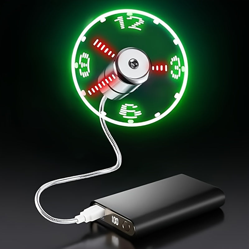 Portable USB LED Clock Fan with Time Display