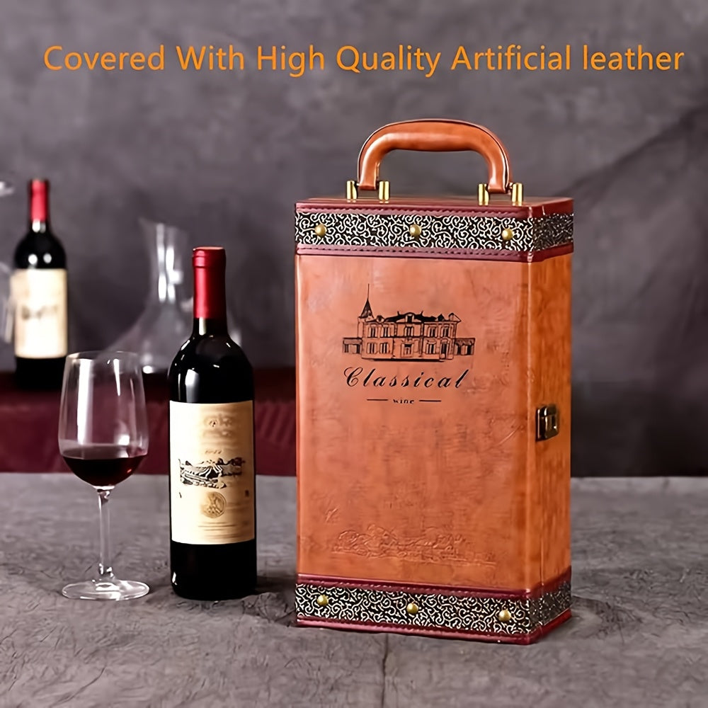Classic 2-Bottle Wine Carrier with Accessories – Portable Gift Box