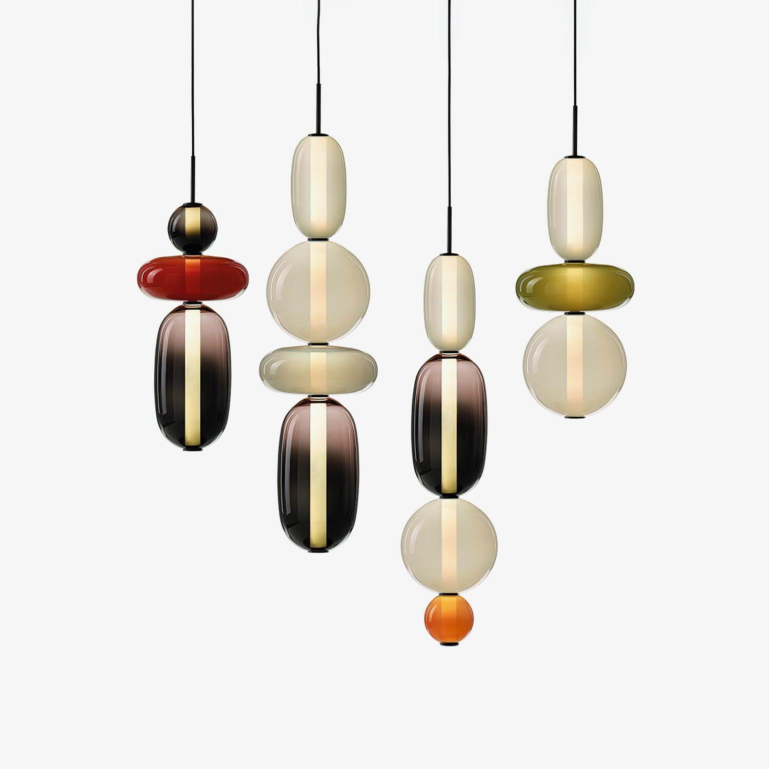 Modern Pendant Light with Coloured Glass