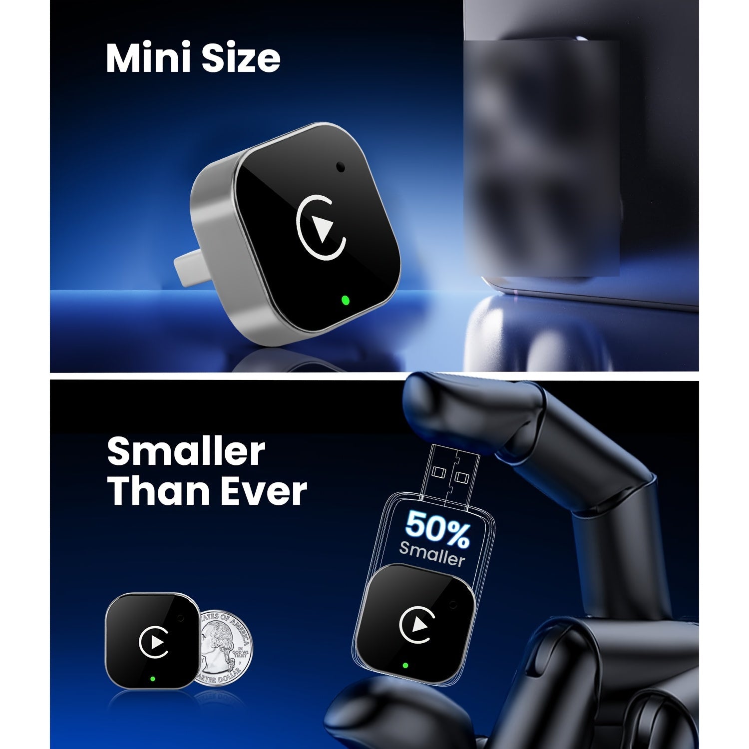 2-in-1 Wireless CarPlay & Android Auto Adapter – Plug & Play Quick Connection