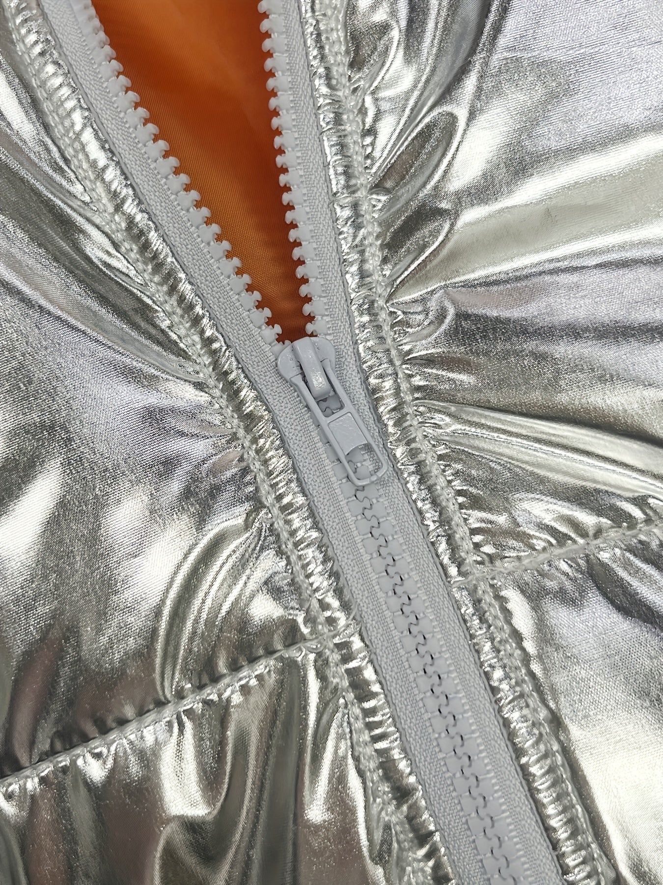 Shiny Short Jacket with Zip - Warm and Stylish Winter Jacket for Women