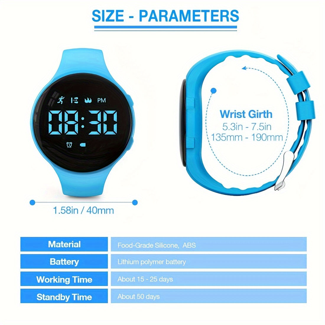 LED Digital Pedometer Watch with Vibrating Alarm – Fitness Tracker for Children