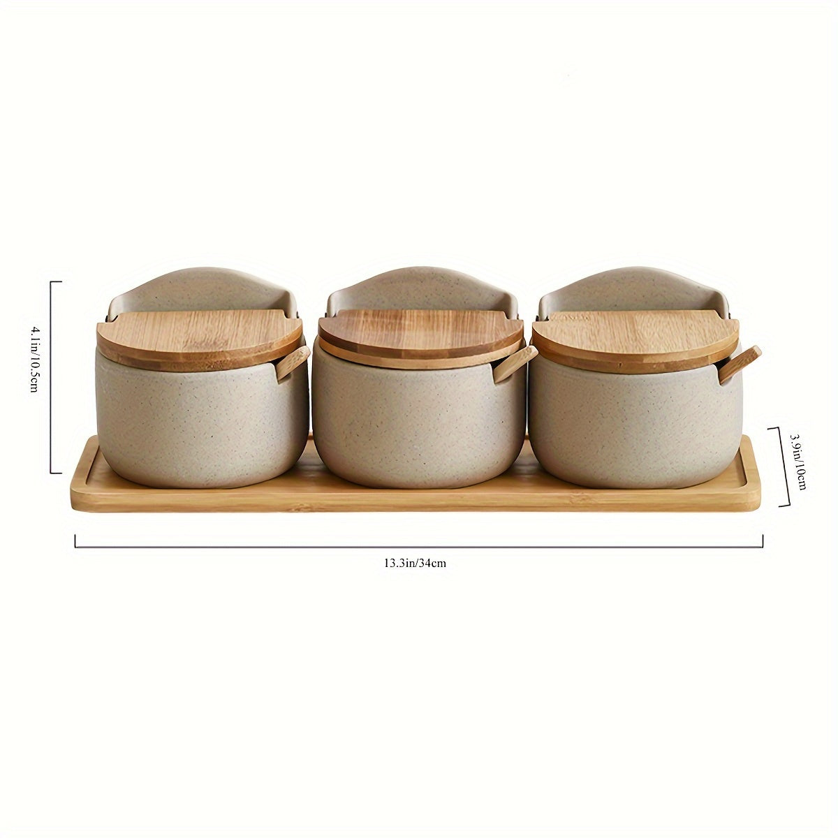 Ceramic Herb Pots Set – Sustainable with Bamboo Lid and Handy Tray